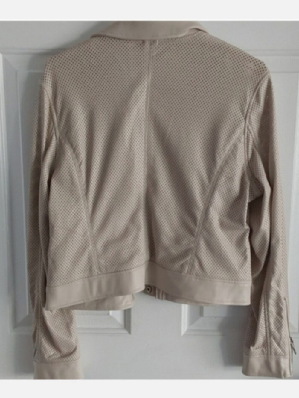 Blank NYC Vegan Perforated Moto Jacket — Light Beige Medium - Picture 6 of 11